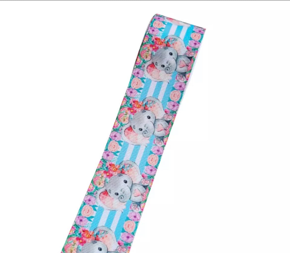Pink Elephant Ribbon 1 1/2” 7/8
