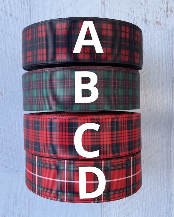 1 1 2 Plaid Grosgrain Ribbon Buffalo Plaid Grosgrain Ribbon Christmas Grosgrain Ribbon 3 yards Plaid Ribbon Gingham Ribbon