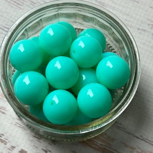 20mm Aqua Solid Bubblegum Beads , Acrylic Gumball Beads , 20mm Aqua Beads , 20mm Bubblegum Beads , 20 pcs Aqua Chunky Beads