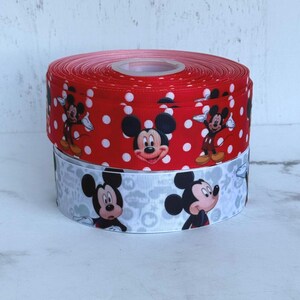 7/8” 1 1/2” Mickey Mouse Grosgrain ribbon 3 yards Mickey Ribbon DIY Ribbon Craft Supplies Mickey Baby Shower