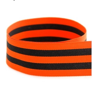 3 yards 1 1/2&quot; Orange Black White Stripe Halloween Grosgrain Ribbon DIY Hair Bow Orange Black Halloween Grossgrain Ribbon