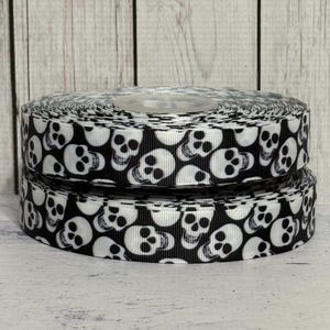 7/8” Skull Grosgrain Ribbon 3 yards Skull Ribbon Halloween Ribbon