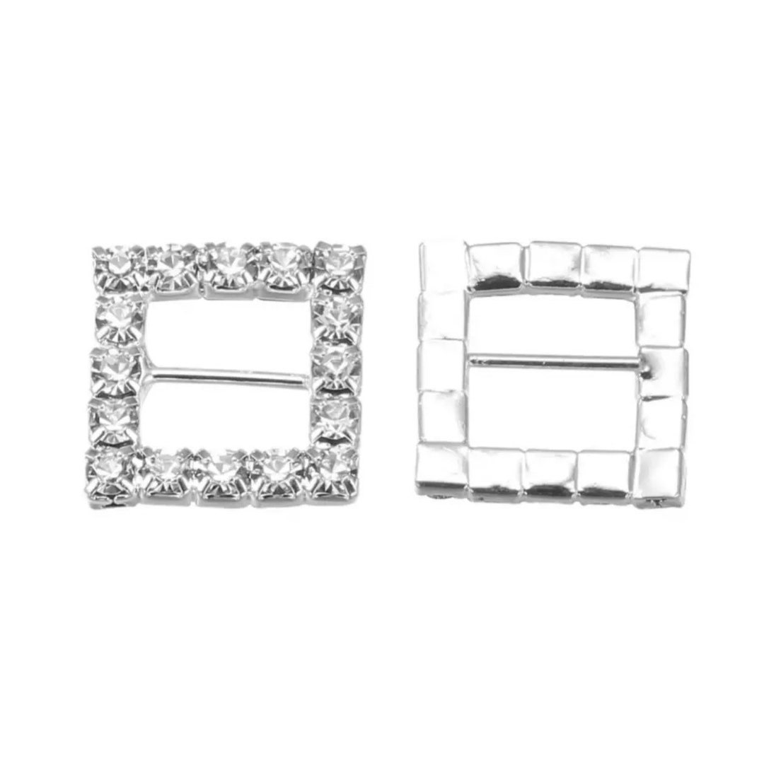 Square Buckle Without Spring 6 Pieces Square Buckle With Crystal Rhinestone, Square Buckle Slider ...