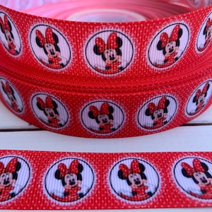 7/8” Red Minnie Mouse Grosgrain ribbon 3 yards Red Minnie Grosgrain Ribbon Minnie Mouse Ribbon