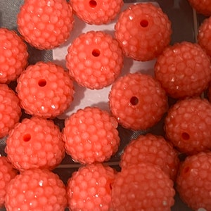 20mm Coral Rhinestone Beads, Chunky Beads, 20mm Crystal AB Rhinestone Beads, Gumball Beads, Bubblegum Beads, 10 pieces Bubblegum Bead