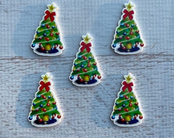 5 pieces Christmas Tree Planar Resin, Christmas Tree Cabochon , Christmas Tree Flat Back Resin,Christmas Planar Resin