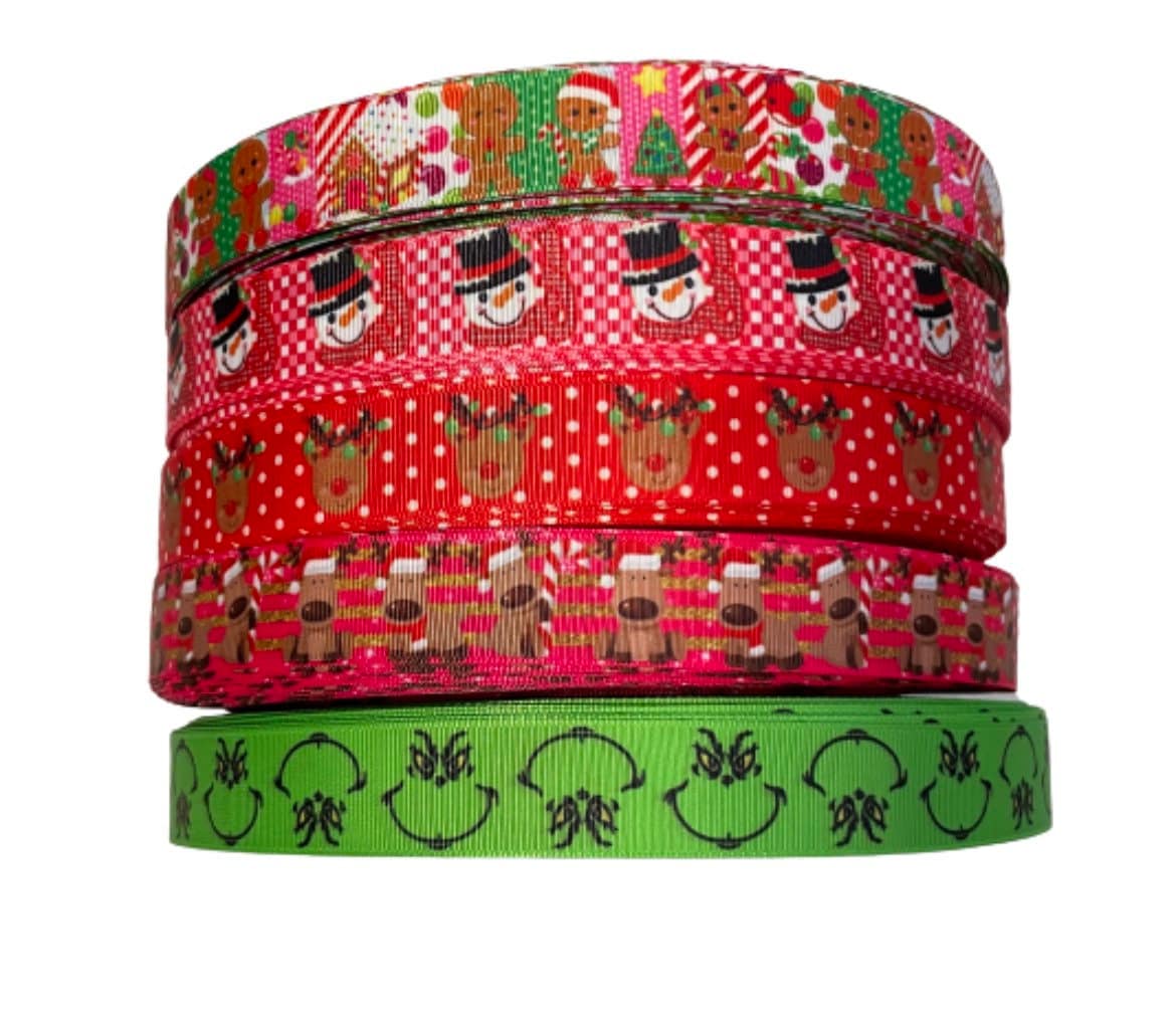 7/8” Christmas Grosgrain Ribbon, 3 Yards Holiday Ribbon ,snowman