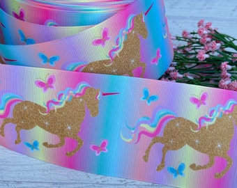 3” 1 1/2” 7/8" Unicorn Grosgrain ribbon 3 yards Unicorn Ribbons