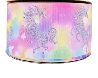 1 1/2” Unicorn Grosgrain Ribbon Rainbow Unicorns Ribbon DIY Hair Bow 3 yards Pastel Rainbow Unicorn Ribbon