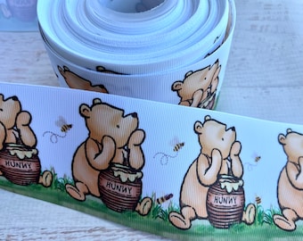 Cinta de grogrén clásica de Winnie The Pooh de 7/8”, 1 1/2”, 2” y 3”, cinta de 3 yardas Cinta de Winnie The Pooh
