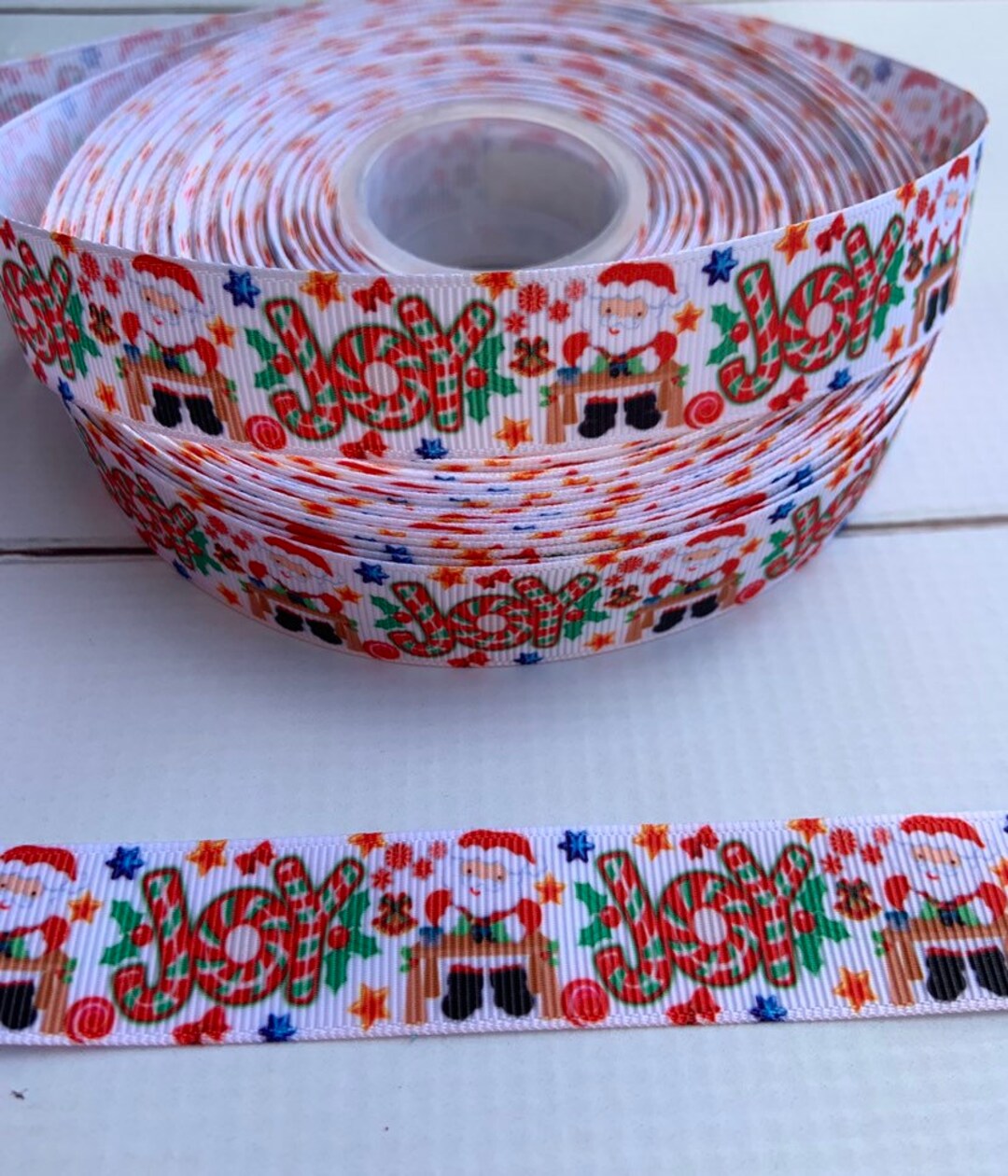 7/8 Santa Grosgrain Ribbon ,christmas Grosgrain Ribbon ,3 Yards 7/8