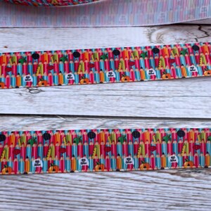 7/8” Colored  Pencils Grosgrain Ribbon Crayons Ribbon Back to School Ribbon 3 yards Crayons Ribbon