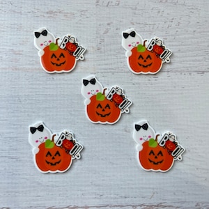 5 pieces Jack O lantern and Ghost Planar Resin, Jack O Lantern Embellishment ,Pumpkin Resin ,Halloween Cabochon ,Resin Flatback