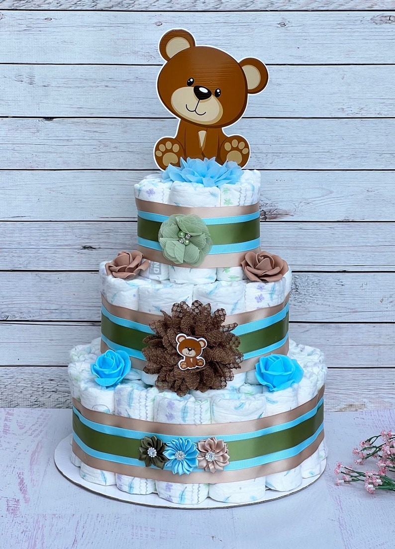 Teddy Bear Diaper Cake Boy Teddy Bear Baby Shower Boy Teddy Baby Shower ...