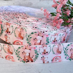 7/8” 1 1/2” Pink Giraffe Grosgrain ribbon 3 yards Giraffe Ribbon Safari Grosgrain Ribbon Baby Shower Ribbon Animal Jungle