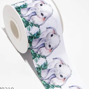 7/8” 1 1/2” Elephant Grosgrain ribbon 3 yards Elephant Ribbon Safari Grosgrain Ribbon Baby Shower Ribbon Animal Jungle Ribbon
