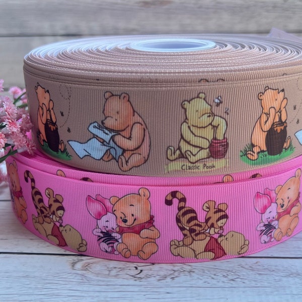 7/8” or 1 1/2" or 3" Classic Pooh Grosgrain Ribbon Classic Winnie The Pooh Ribbon Classic Pooh Ribbon