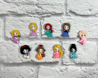 9 pcs Princesses Cabochon Resin Flatback Mixed Princes Resin Flatback Princesses Hair bow Center Princesses Embellishment Resin Cabochon Diy