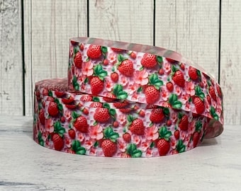 7/8" 1 1/2” Strawberry Grosgrain Ribbon, 3 yards
