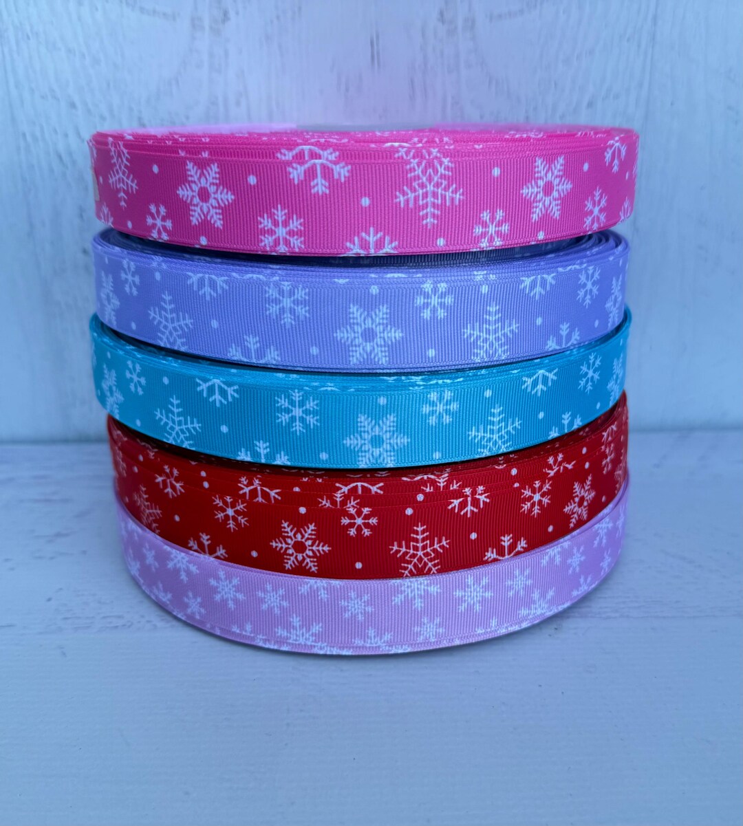 7/8” Pink /red /blue Snowflakes Grosgrain Ribbon ,3 Yards 7/8 ...