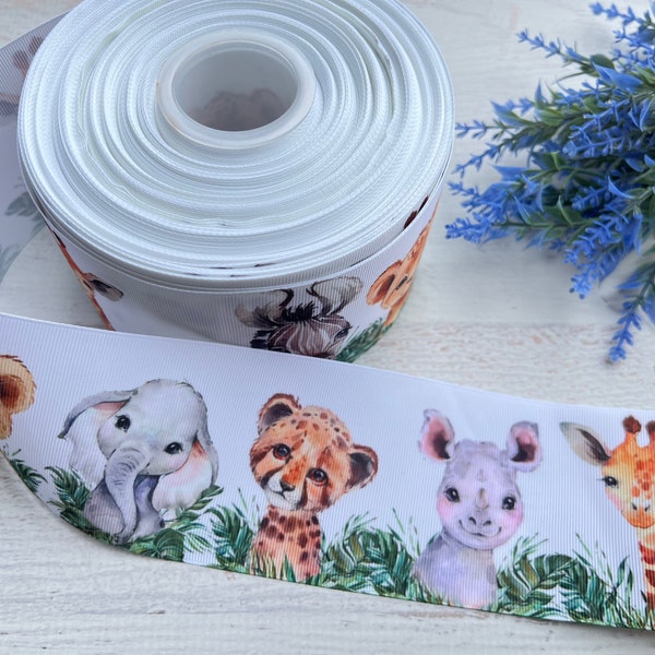 7/8” 1 1/2” 3” Safari Animals Jungle Grosgrain ribbon 3 yards Safari Ribbon Safari Grosgrain Ribbon Baby Shower Ribbon Diaper Cake Ribbon