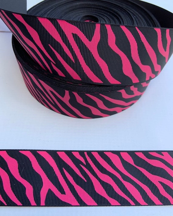 5 yards Metallic rainbow light pink zebra print 7//8/" grosgrain ribbon DIY bows