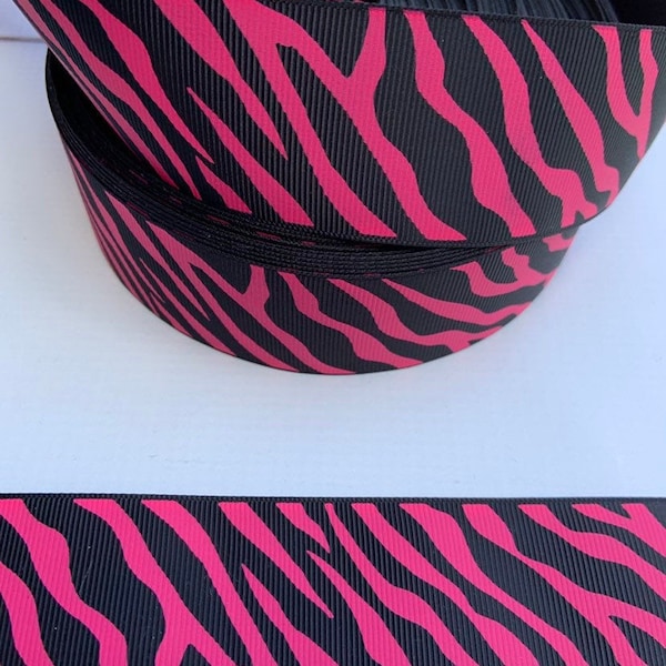 1 1/2”Hot pink Zebra Grosgrain Ribbon 3 yards Zebra Grosgrain Ribbon DIY Hair Bow Animal Print Ribbon Safari Ribbon Hot pink zebra ribbon