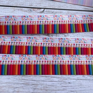 7/8” Colored  Pencils Grosgrain Ribbon Crayons Ribbon Back to School Ribbon 3 yards Crayons Ribbon