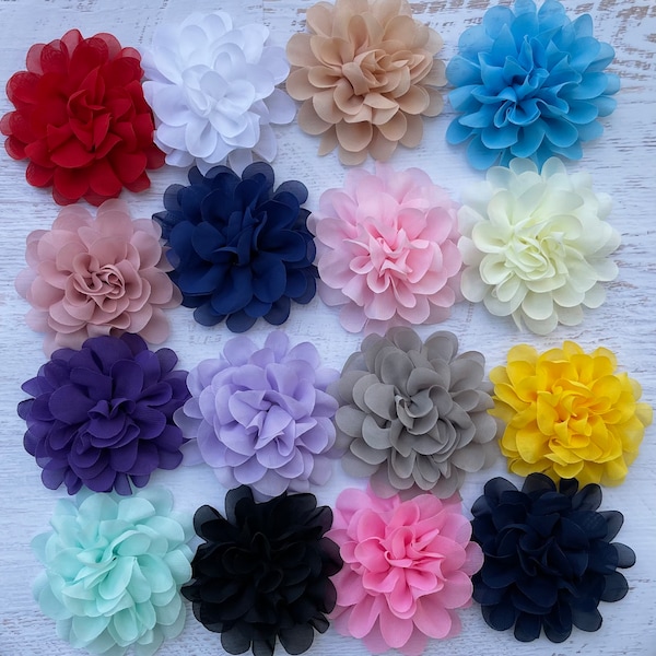 4.5”Chiffon Flower ,3 pcs Fluffy Flower, Large Chiffon Flower ,DIY Headband ,Fabric Flower, Sash Flower,Wedding Flower ,Flower Embellishment