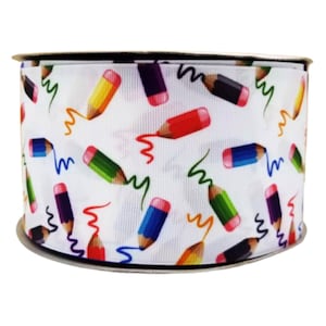 7/8” Colored  Pencil Grosgrain Ribbon ,Back to School Ribbon ,3 yards Pencil Ribbon