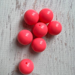 20mm Neon Pink Solid Bubblegum Beads , Acrylic Gumball Beads , 20mm Neon Pink Beads ,20mm Bubblegum Beads , 20 pcs Neon Pink Chunky Beads