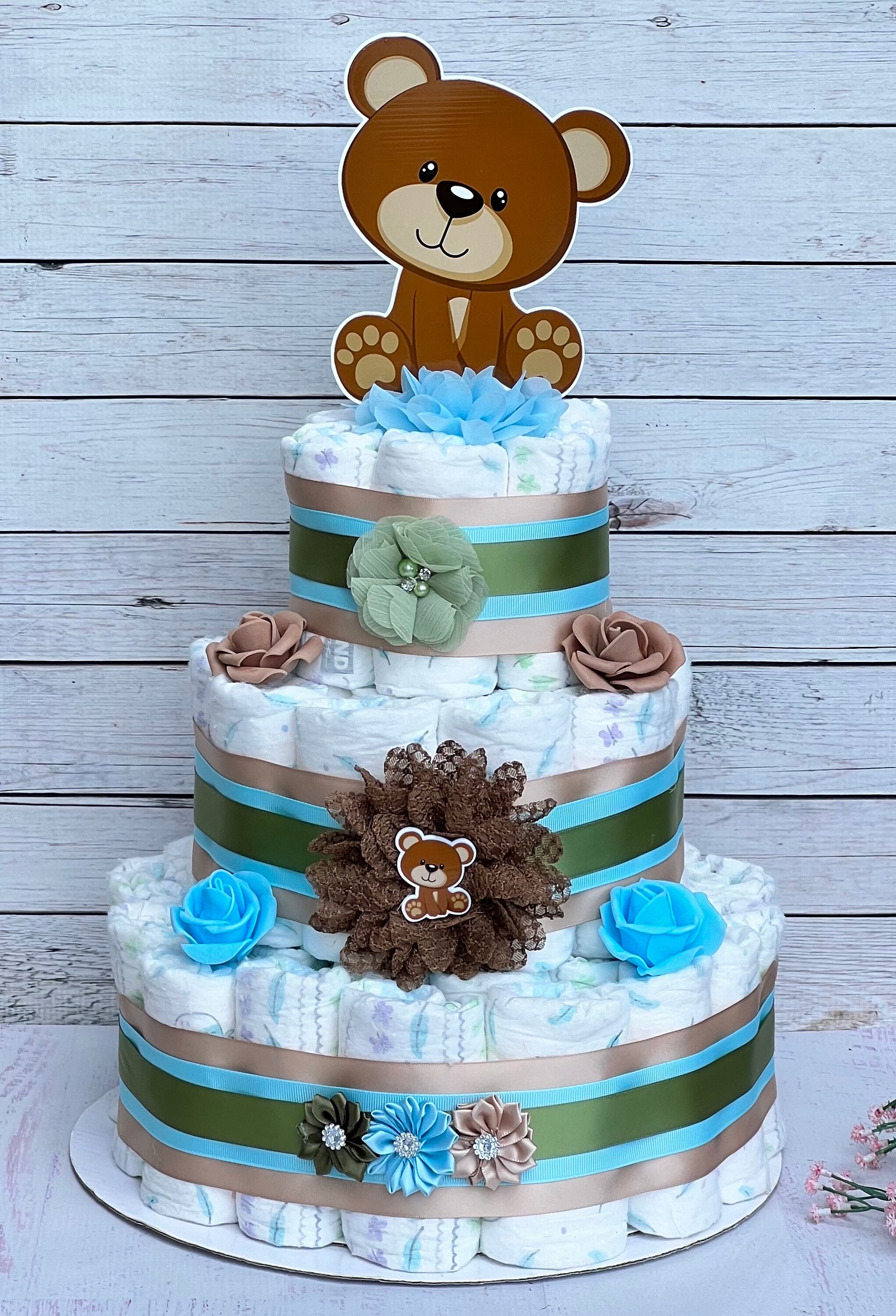 Teddy Bear Diaper Cake Boy Teddy Bear Baby Shower Boy Teddy Baby Shower ...