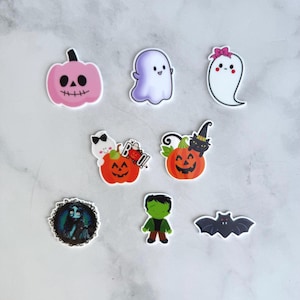 Halloween Resin Flatbacks: Pumpkin & Ghost Cabochons - Set of 5
