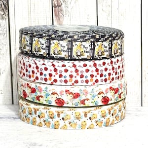 7/8” Ladybug Grosgrain Ribbon , Bumblebee Grosgrain Ribbon , Bee Ribbon , 3 yards Ribbon