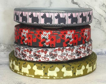 7/8” Scottie Dog Grosgrain Ribbon, 3 yards Ribbon