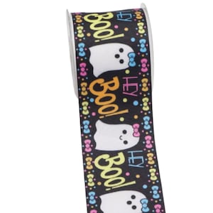 7/8” Ghost Grosgrain Ribbon ,Halloween Grosgrain Ribbon , Ghost Ribbons, Halloween Ribbon