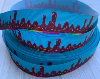 7/8" Melted Ice Cream Grosgrain Ribbon ,Ice Cream Ribbon, 3 yards Ribbon