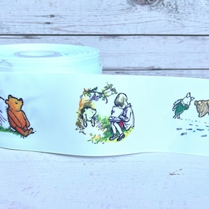7/8&quot; 1 1/2” 3” Classic Winnie The Pooh Grosgrain Ribbon Off White Classic Pooh Ribbon Classic Pooh Baby Shower Pooh Ribbon