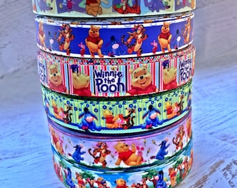 7/8” Winnie The Pooh Grosgrain ribbon 3 yards ribbon Winnie The Pooh Ribbon