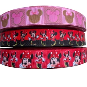7/8” Minnie Mouse Grosgrain ribbon ,3 yards 7/8&quot;  Minnie Ribbon ,Minnie Mouse Ribbon