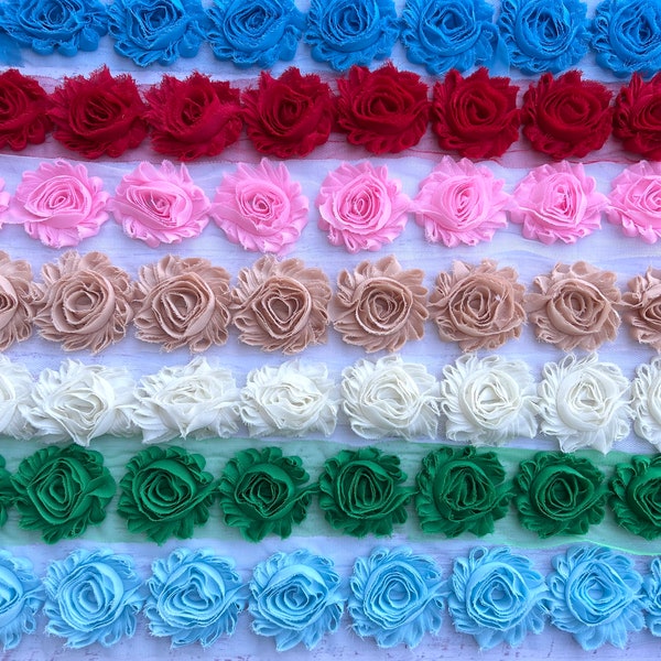 2.5” Shabby Rose Trim, Shabby Flower Trim, Shabby Flowers, Shabby wholesale, Chiffon , Shabby Flower By Yard , 1 yard Flower