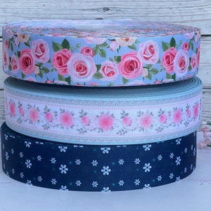1 1/2” Flowers Grosgrain Ribbon , 3 yards Flowers  Ribbon, Florals Grosgrain Ribbon , Spring Flower Ribbons