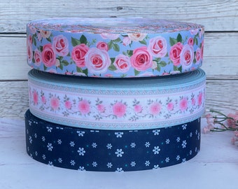 Cinta de grogrén floral, cinta de flores de primavera, 1 1/2 pulgadas, 3 yardas