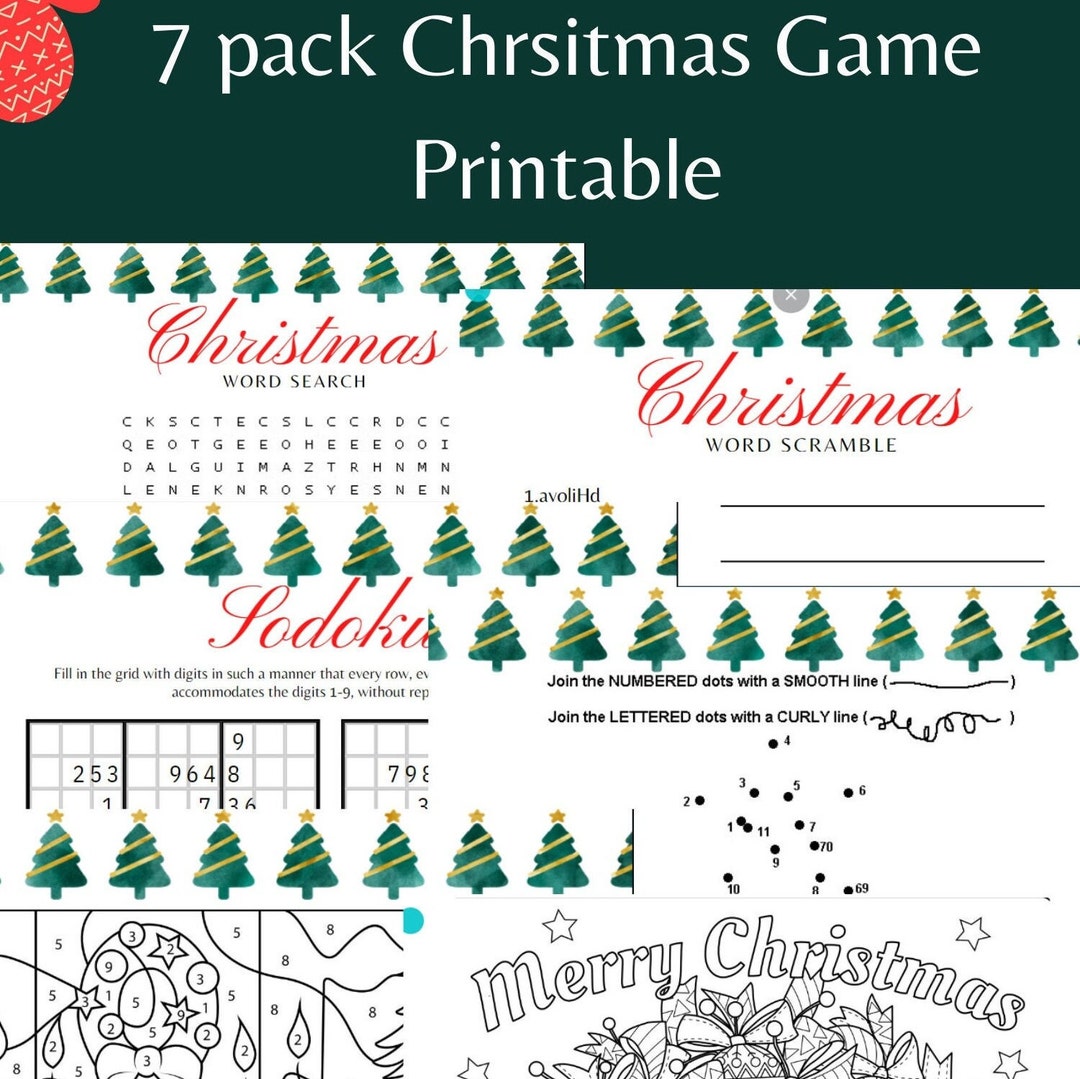 Christmas Word Search Puzzles Printable Christmas Word Etsy
