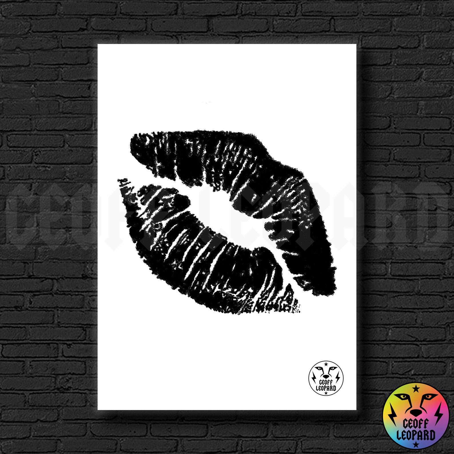 Black Lipstick Kiss A4 Art Print Etsy