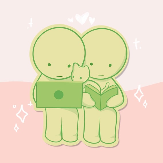 Smiski Cozy Couple Waterproof Matte Sticker | Bullet Journal Stickers | Cute Planner Stickers | Stationery | Waterbottle Decal