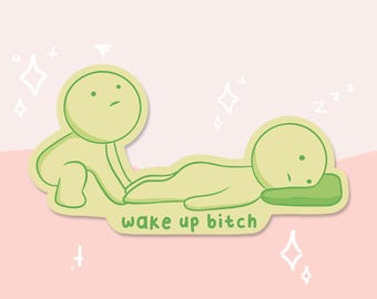Smiski Wake Up Waterproof Matte Sticker | Bullet Journal Stickers | Cute Planner Stickers | Stationery | Waterbottle Decal