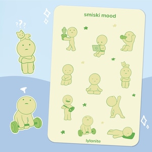 Smiski Mood 4x6 Matte Sticker Sheet | Bullet Journal Stickers | Cute Planner Stickers | Stationary