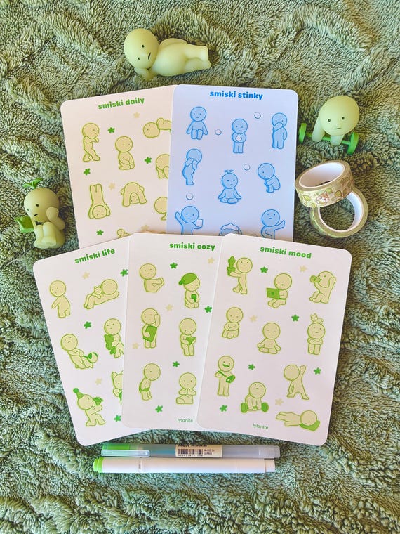 Smiski Series 4x6 Matte Sticker Sheet | Bullet Journal Stickers | Cute Planner Stickers | Stationery