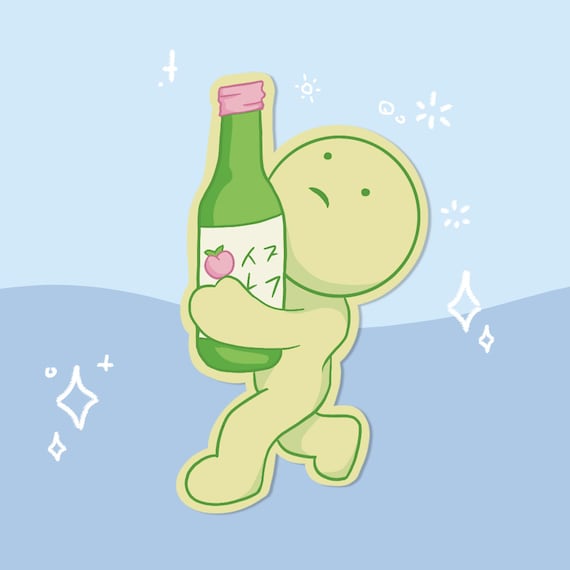 Smiski Soju Waterproof Matte Sticker | Bullet Journal Stickers | Cute Planner Stickers | Stationery | Waterbottle Decal